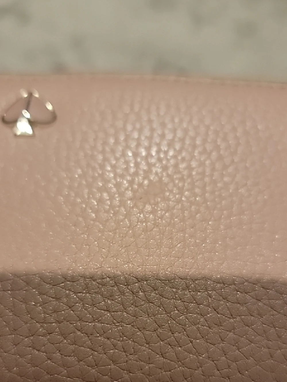 kate spade Pebbled Leather Zip Wallet in Blush Pink with Pink And Gold Spade